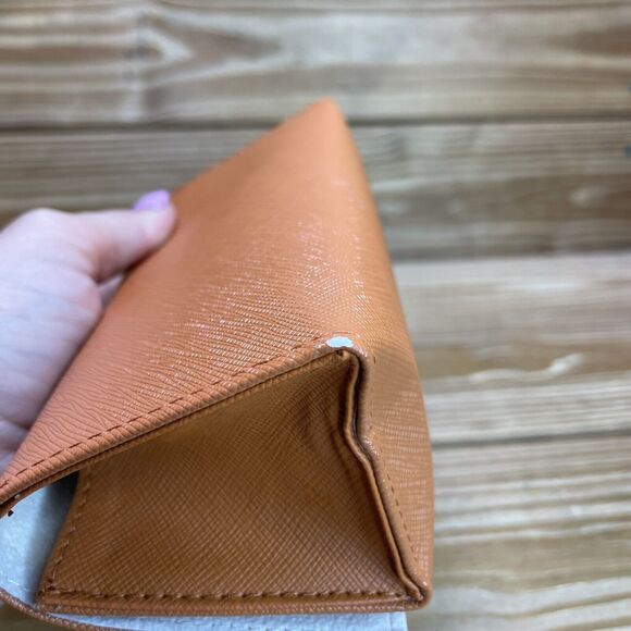 Tory Burch Sunglasses Case Orange Leather Magnetic Eyeglasses Case - Picture 6 of 10